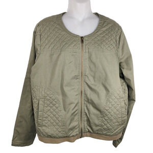 Relativity Womens Jacket Quilted Size Large Full Zip Lined Long Sleeve Bomber